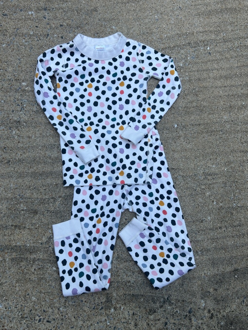 Hanna Andersson Kids Polka Dot Long Sleeve Pajama Set - White with Multi Dots